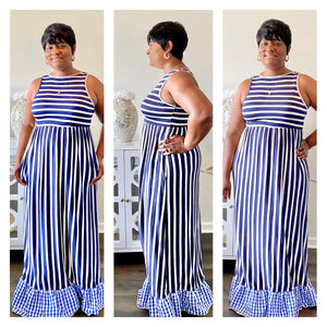 "Lady" Navy Stripe Dress